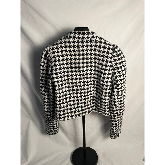 House of Barretti Houndstooth Tweed Jacket Pearl Buttons Bow Accent Size S/M - Picture 3 of 8